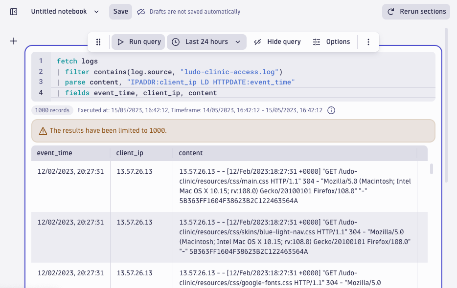 screenshot showing results of parsing fields in DPL architect