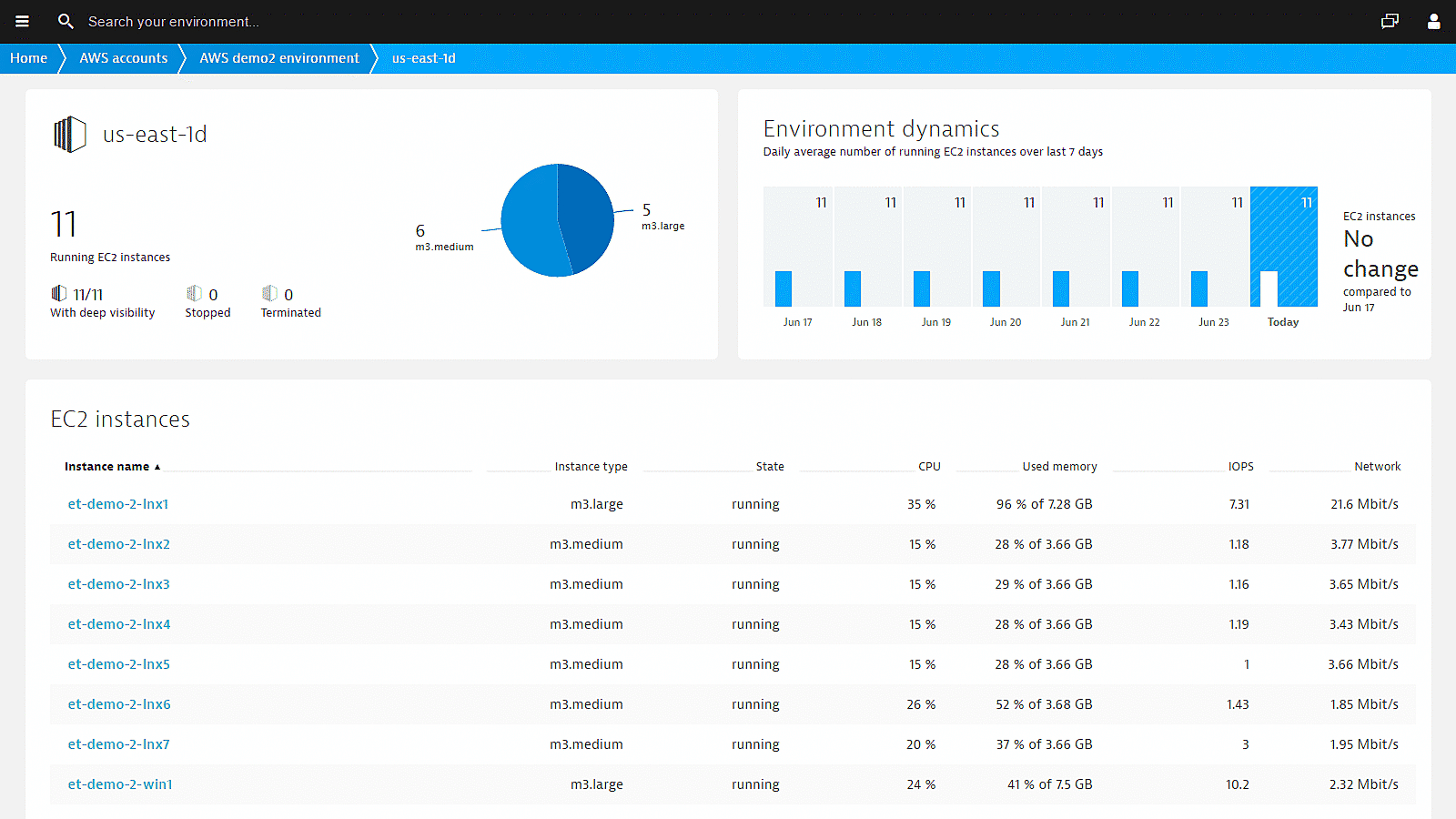 Automatic cloud dynamics EC2 in Dynatrace screenshot