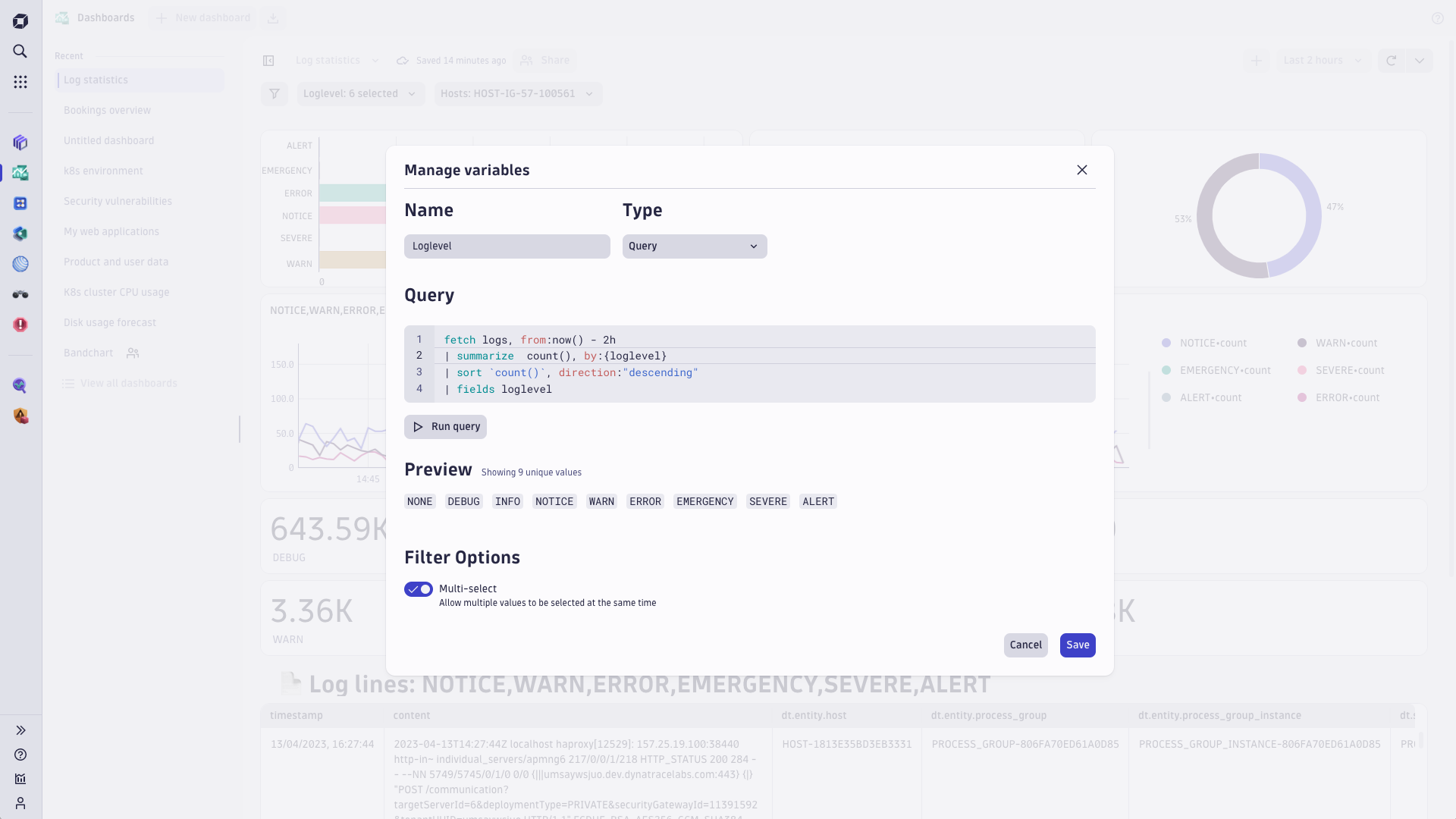 Make your dashboards interactive by adding variables.