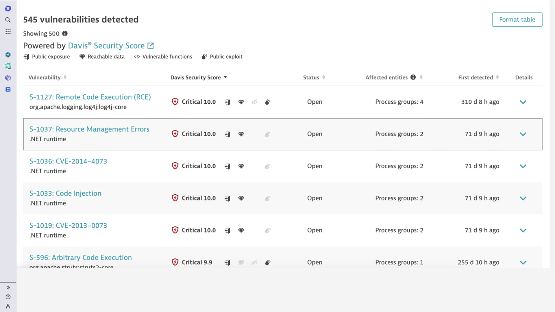 Product Screenshot vulnerabilities detected