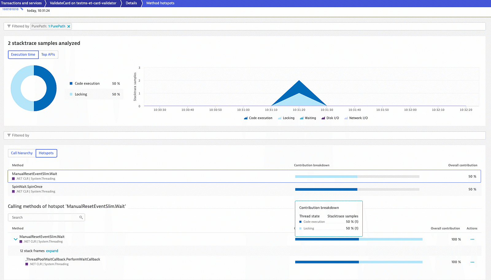 Method hotspots two stacktrace samples analyzed in Dynatrace screenshot